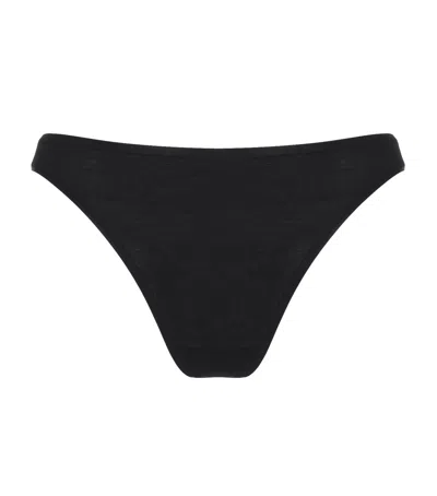 Hanro Cotton Seamless Mini Brief In Black