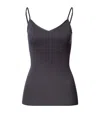 Hanro Cotton Seamless V-neck Spaghetti Camisole In Black