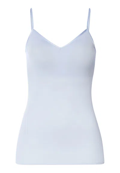 Hanro Cotton Seamless Padded Cotton Camisole In Blue