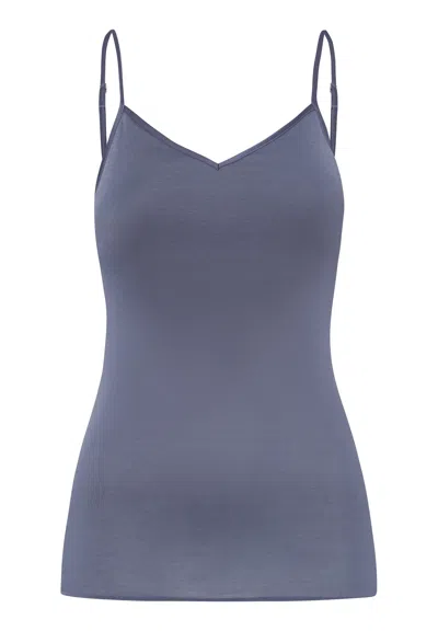 Hanro Cotton Seamless Padded Cotton Camisole In Gray