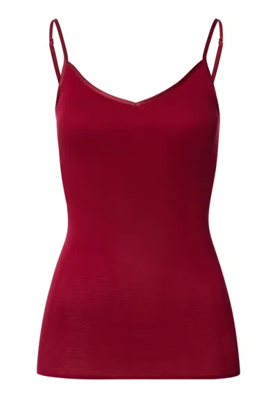 Hanro Cotton Seamless Padded Cotton Camisole In Red
