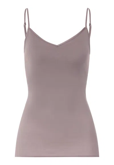 Hanro Cotton Seamless Padded Cotton Camisole In Purple