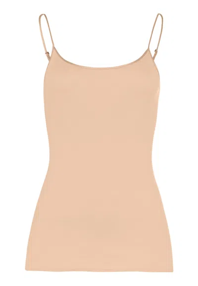 Hanro Cotton Seamless Round Neck Cotton Camisole In Nude