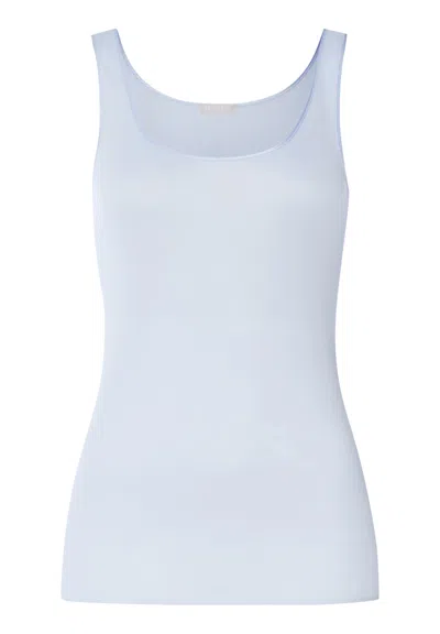 Hanro Cotton Seamless Round Neck Cotton Tank Top In Blue