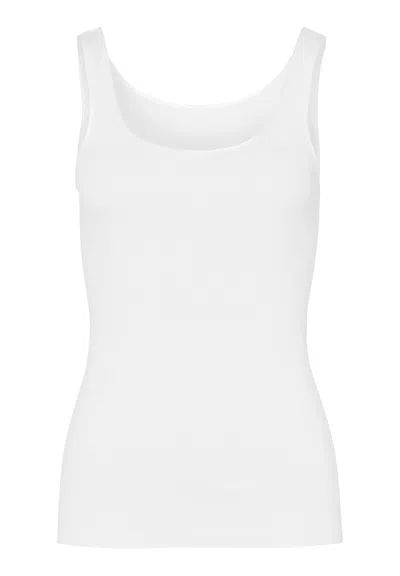 Hanro Cotton Seamless Round Neck Cotton Tank Top In White