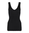 Hanro Cotton Seamless Scoop Neck Tank In Black