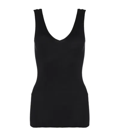 Hanro Cotton Seamless Tank Top In Black