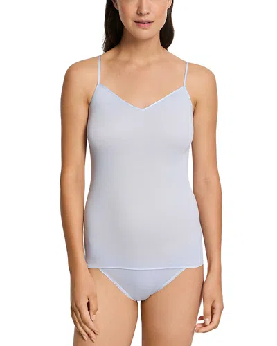 Hanro Cotton Seamless V-neck Cami In Blue