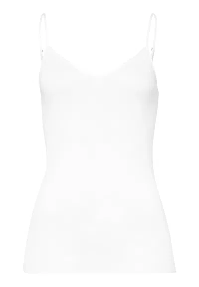 Hanro Cotton Seamless V-neck Cotton Camisole In White