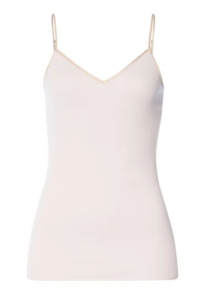 Hanro Cotton Seamless V-neck Cotton Camisole In White