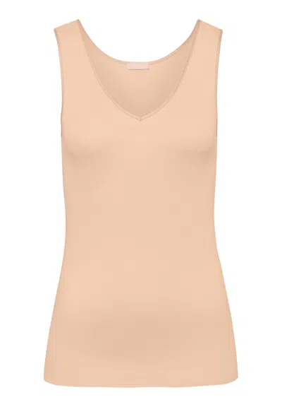 Hanro Cotton Seamless V-neck Cotton Tank Top In Neutral