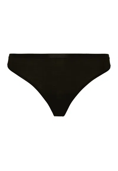 Hanro Cotton Sensation Cotton Thong In Black