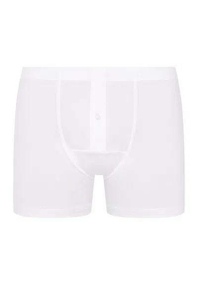 Hanro Cotton Sensation Long Leg Boxer Brief With Fly In White