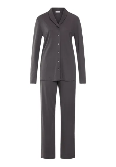 Hanro Cotton Silk Button Front Cotton Pajama Set In Boulevard