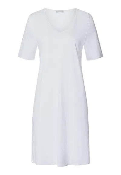 Hanro Cotton Silk Short Sleeve Cotton Nightgown In White