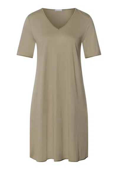 Hanro Cotton Silk V-neck Cotton Nightgown In Neutral