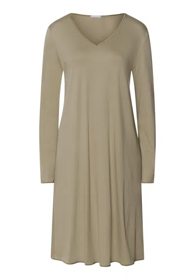 Hanro Cotton Silk V-neck Cotton Nightgown In Neutral