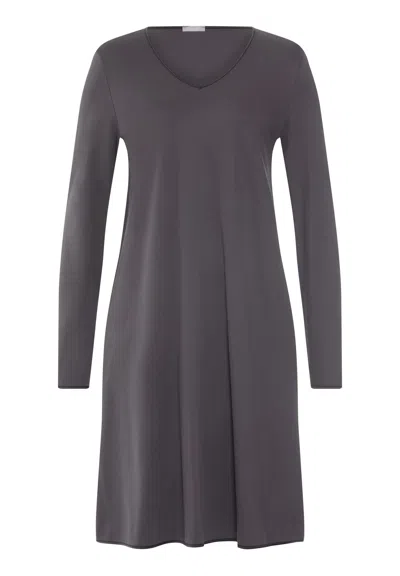 Hanro Cotton Silk V-neck Cotton Nightgown In Purple