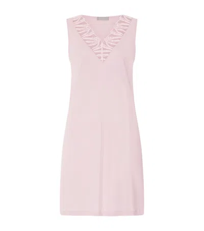 Hanro Cotton Sleeveless Nightdress In Pink