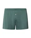 Hanro Cotton Sporty Button Fly Cotton Boxer In Green