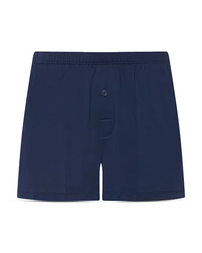 Hanro Cotton Sporty Button Fly Boxers In Blue