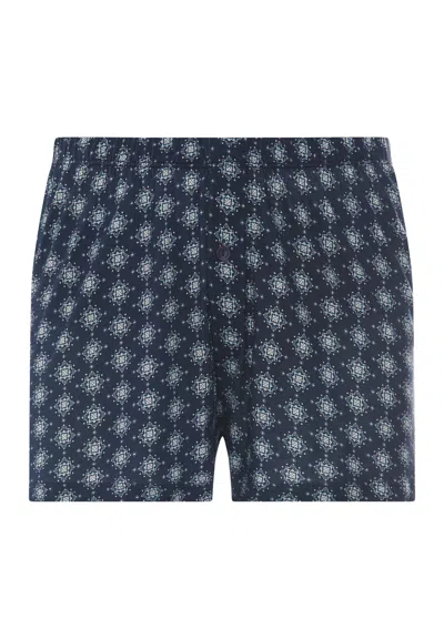 Hanro Cotton Sporty Button Fly Cotton And Tencel™ Boxers In Celestial Night