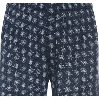 Hanro Cotton Sporty Button Fly Cotton And Tencel Boxers In Celestial Night