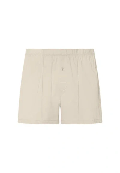 Hanro Cotton Sporty Button Fly Cotton Boxer In Neutral