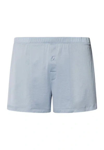 Hanro Cotton Sporty Button Fly Cotton Boxer In Sea Breeze