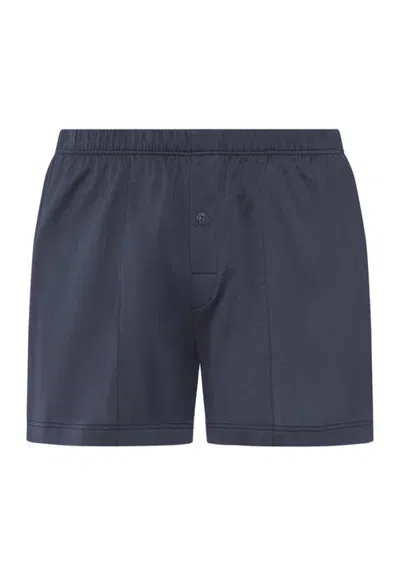Hanro Cotton Sporty Button Fly Cotton Boxer In Stormy Gray