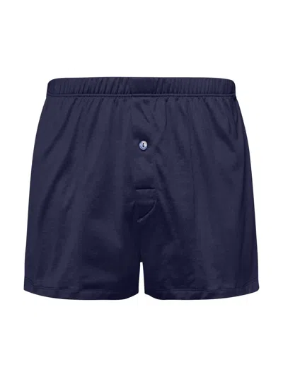 Hanro Cotton Sporty Knit Boxers In Blue