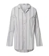 Hanro Cotton Stripe Pyjama Shirt In White