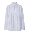 Hanro Cotton Stripe Pyjama Shirt In Blue