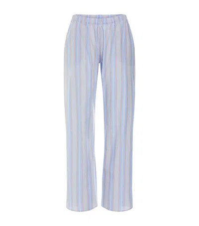 Hanro Cotton Striped Sleep & Lounge Pyjama Trousers In Blue