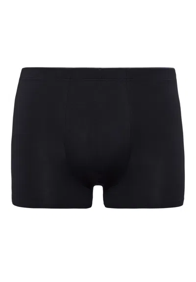 Hanro Cotton Superior Long Leg Boxer Brief In Black