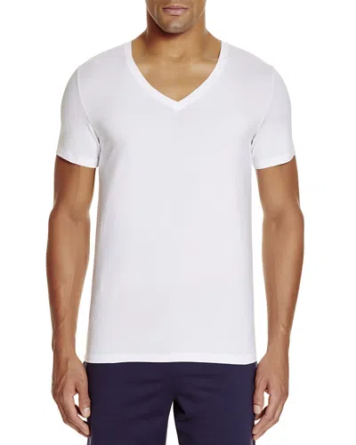 Hanro Cotton Sporty V-neck Cotton T-shirt In White