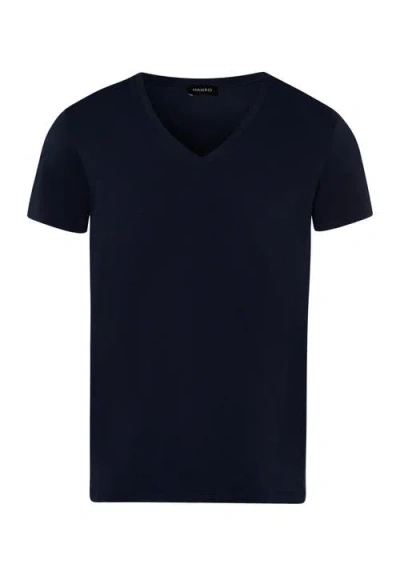 Hanro Cotton Superior V-neck T-shirt In Midnight Navy