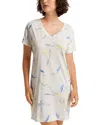 Hanro Cotton V Neck Nightgown In Dive Of Color