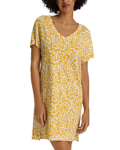 Hanro Cotton V Neck Nightgown In Golden Ornament