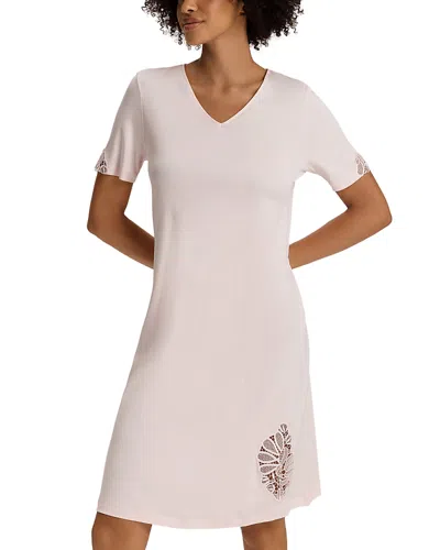 Hanro Cotton V Neck Nightgown In Rosewater
