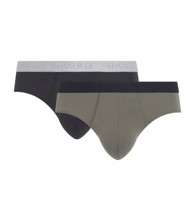 Hanro Cotton-blend Essentials Briefs In Blue
