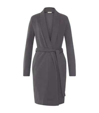 Hanro Cotton-blend Robe In Gray