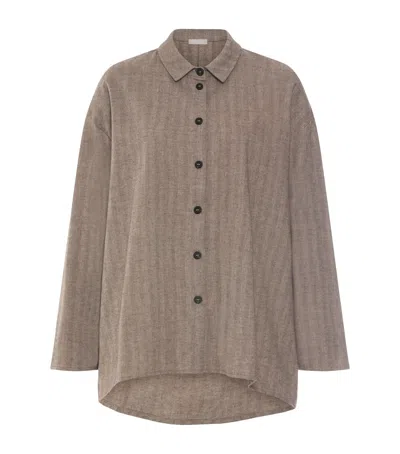 Hanro Cotton-wool Woolen Luxury Pyjama Shirt In Neutral