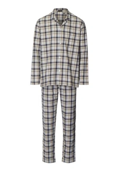 Hanro Cozy Comfort Cotton Flannel Button Front Pajama Set In Black