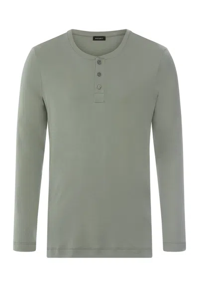 Hanro Cozy Comfort Cotton Henley Shirt In Shadow