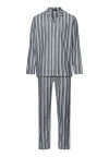 Hanro Men's Cozy Comfort Flannel Long Pajama Set In Moonlight Stripe