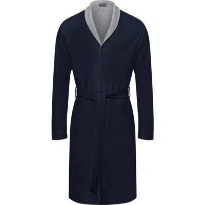 Hanro Cozy Living Recycled Cotton Robe In Notte