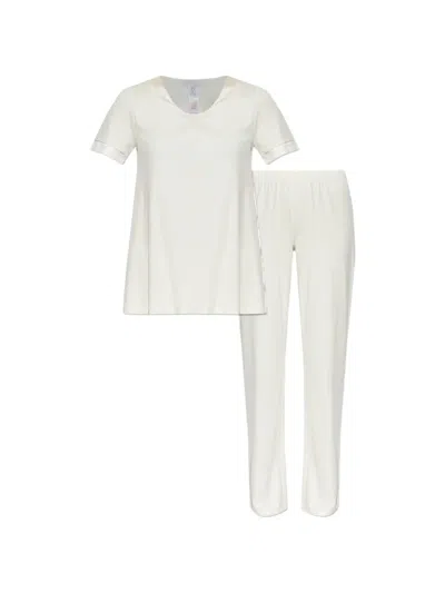 Hanro Crew-neck Short-sleeve Pajama In Gray