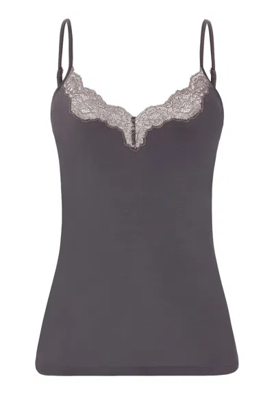 Hanro Dana Scalloped Lace V-neck Camisole In Boulevard