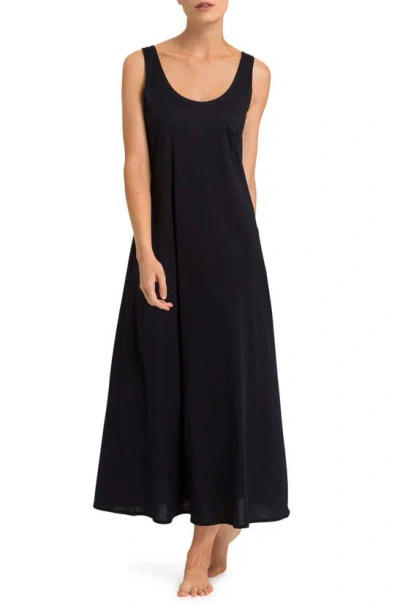 Hanro Deluxe Mercerized Pima Cotton Nightgown In 019 - Black